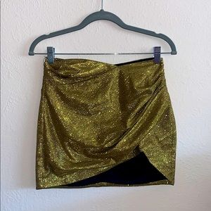 gold mini skirt
